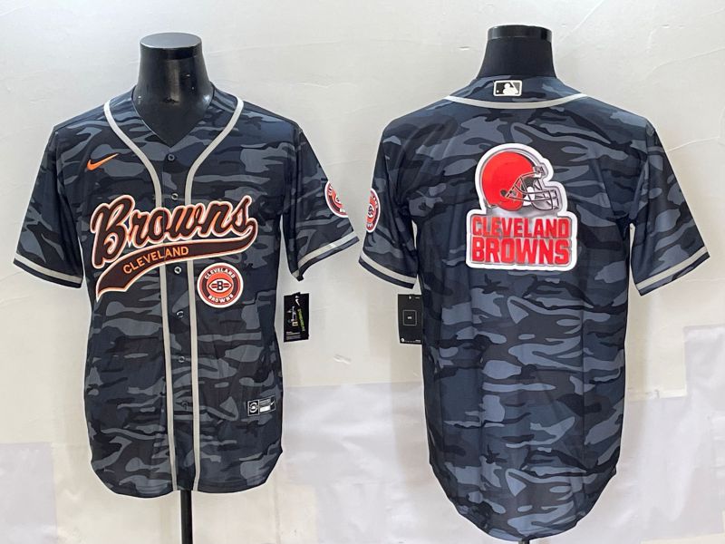 Men 2025 Cleveland Browns Blank Camo Joint Name Nike Limited NFL Jersey style 6
